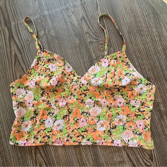 Open Edit Floral Print Women's Crop Top Size Large - Picture 4 of 5